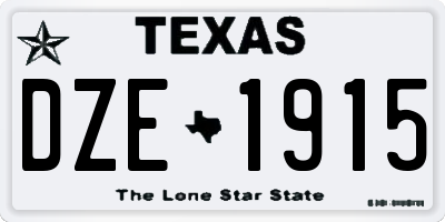 TX license plate DZE1915