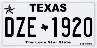 TX license plate DZE1920