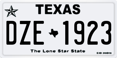 TX license plate DZE1923