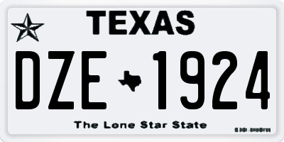 TX license plate DZE1924