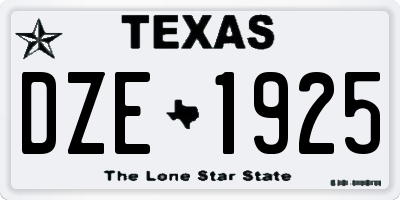 TX license plate DZE1925