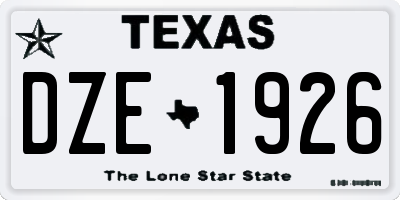 TX license plate DZE1926