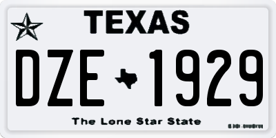 TX license plate DZE1929