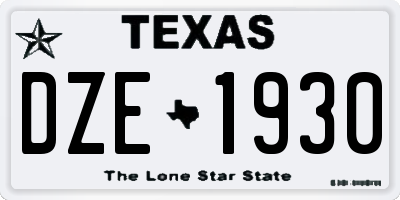 TX license plate DZE1930