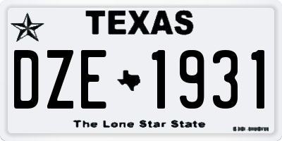 TX license plate DZE1931