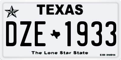 TX license plate DZE1933