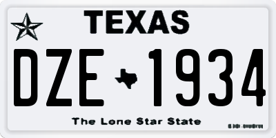 TX license plate DZE1934