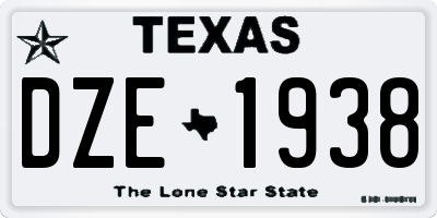TX license plate DZE1938