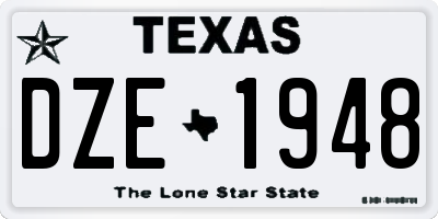 TX license plate DZE1948