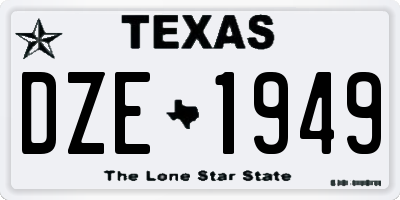 TX license plate DZE1949