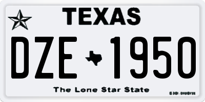 TX license plate DZE1950