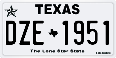 TX license plate DZE1951