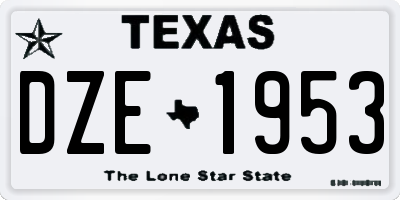TX license plate DZE1953