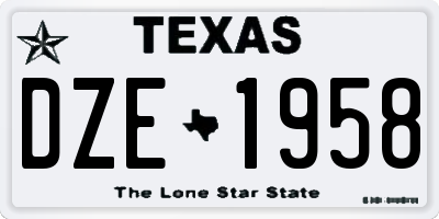 TX license plate DZE1958
