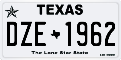 TX license plate DZE1962