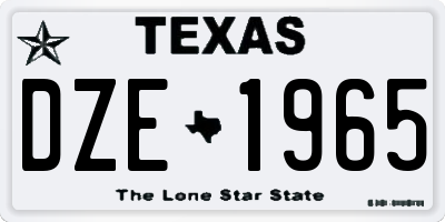 TX license plate DZE1965