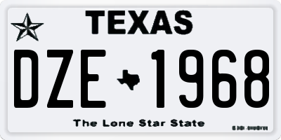 TX license plate DZE1968