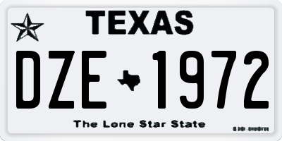 TX license plate DZE1972