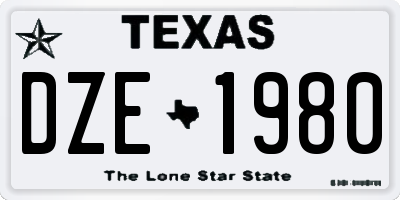 TX license plate DZE1980