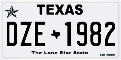 TX license plate DZE1982