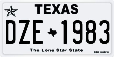 TX license plate DZE1983