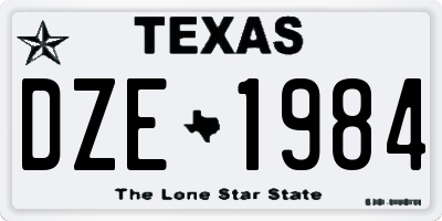 TX license plate DZE1984