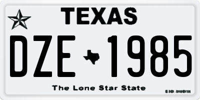 TX license plate DZE1985