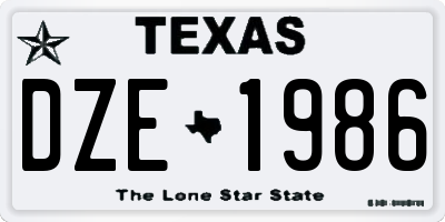 TX license plate DZE1986