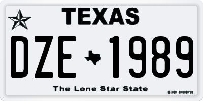TX license plate DZE1989