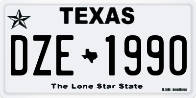 TX license plate DZE1990