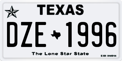 TX license plate DZE1996