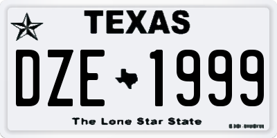 TX license plate DZE1999