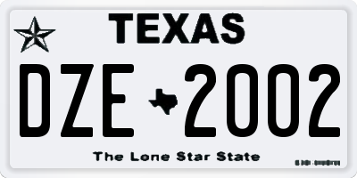 TX license plate DZE2002