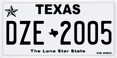 TX license plate DZE2005