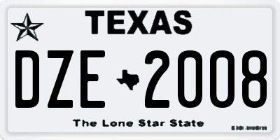 TX license plate DZE2008