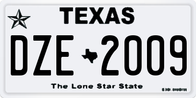 TX license plate DZE2009