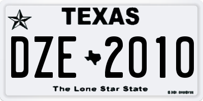 TX license plate DZE2010