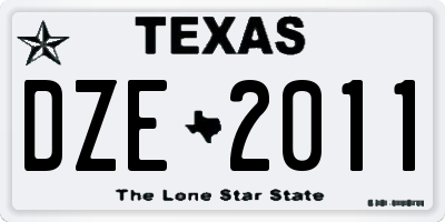 TX license plate DZE2011