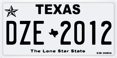 TX license plate DZE2012