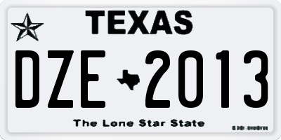 TX license plate DZE2013
