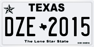 TX license plate DZE2015
