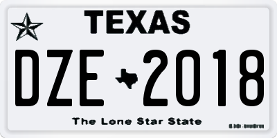 TX license plate DZE2018