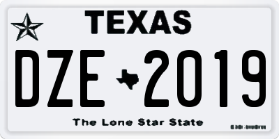 TX license plate DZE2019