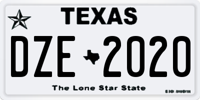 TX license plate DZE2020