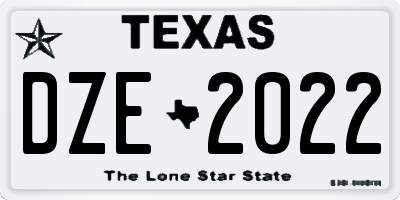 TX license plate DZE2022