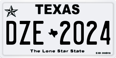 TX license plate DZE2024