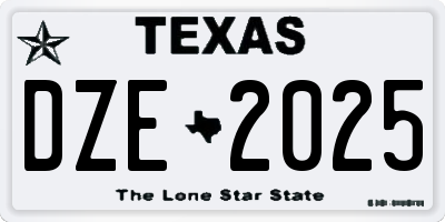 TX license plate DZE2025