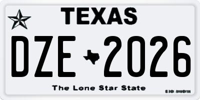 TX license plate DZE2026