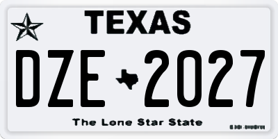 TX license plate DZE2027