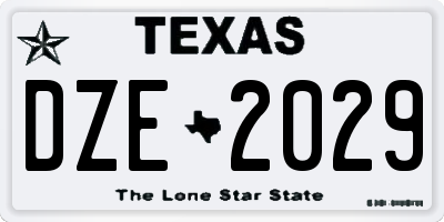 TX license plate DZE2029
